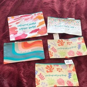 Motivational Patterned Zipper Pouches (Set of 5)